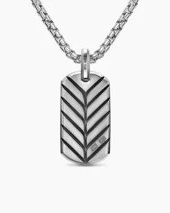 Chevron American Flag Tag Sterling Silver with Sapphires, Diamonds, and Rubies, 35mm