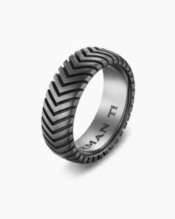 Chevron Band Ring Anthracite Titanium, 8mm