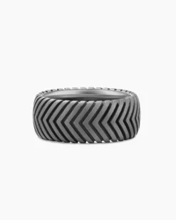 Chevron Band Ring Anthracite Titanium, 10mm