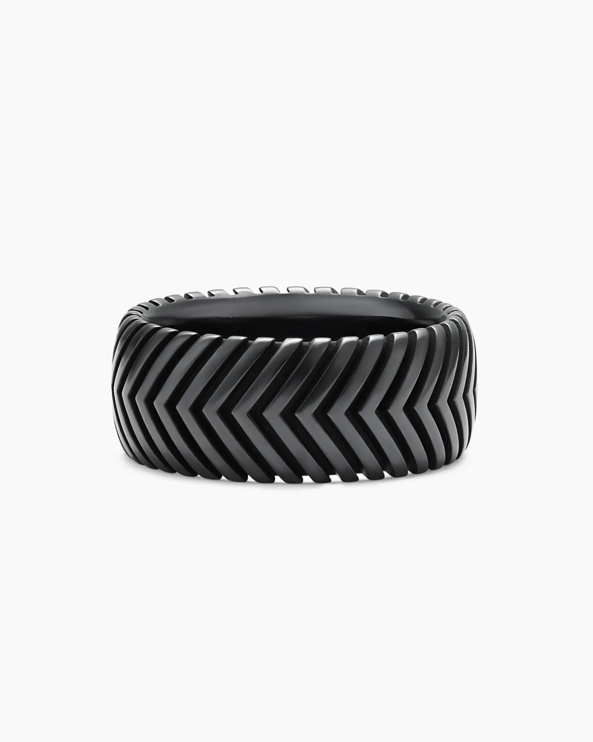 Chevron Band Ring Black Titanium, 10mm
