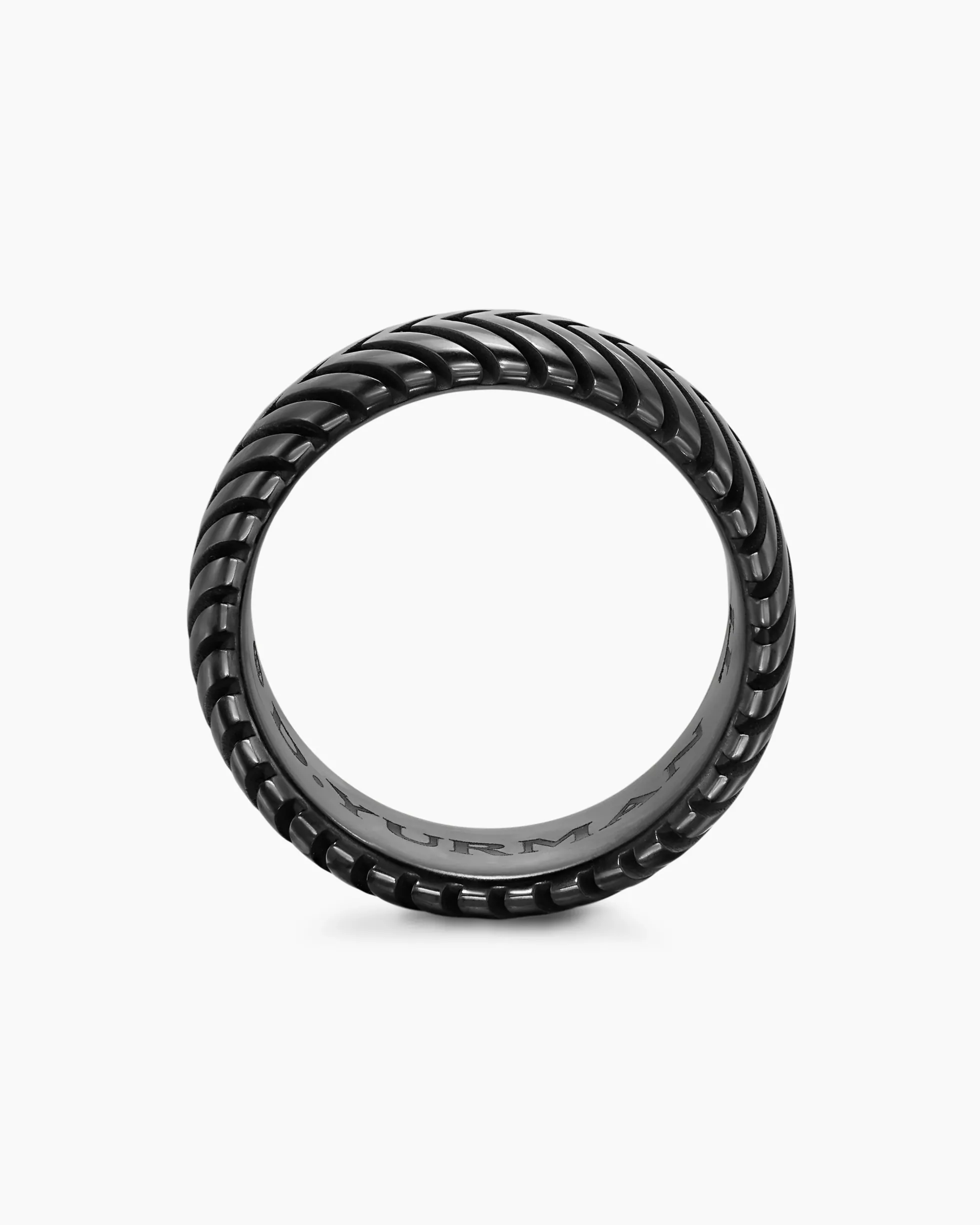 Chevron Band Ring Black Titanium, 10mm