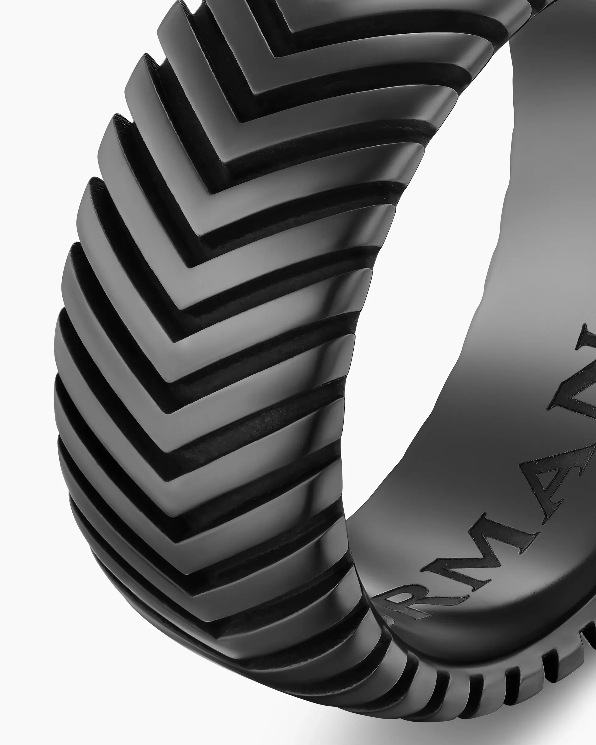 Chevron Band Ring Black Titanium, 10mm