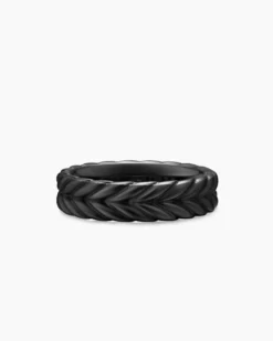 Chevron Band Ring Black Titanium, 6.2mm
