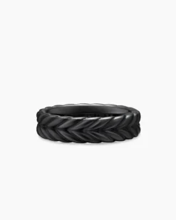 Chevron Band Ring Black Titanium, 6.2mm