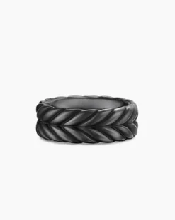 Chevron Band Ring Black Titanium, 9mm