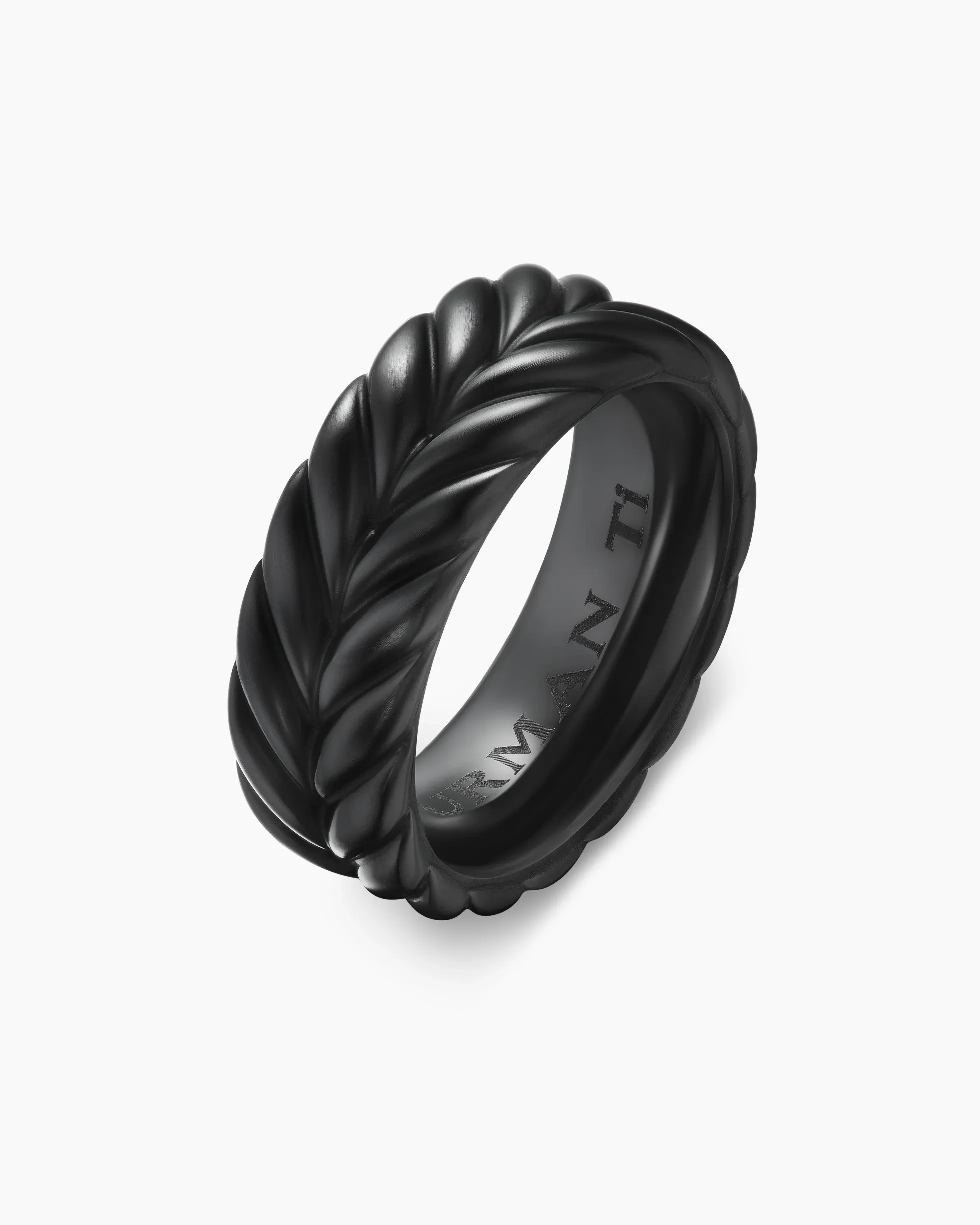 Chevron Band Ring Black Titanium, 9mm