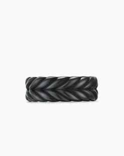 Chevron Band Ring Black Titanium, 9mm