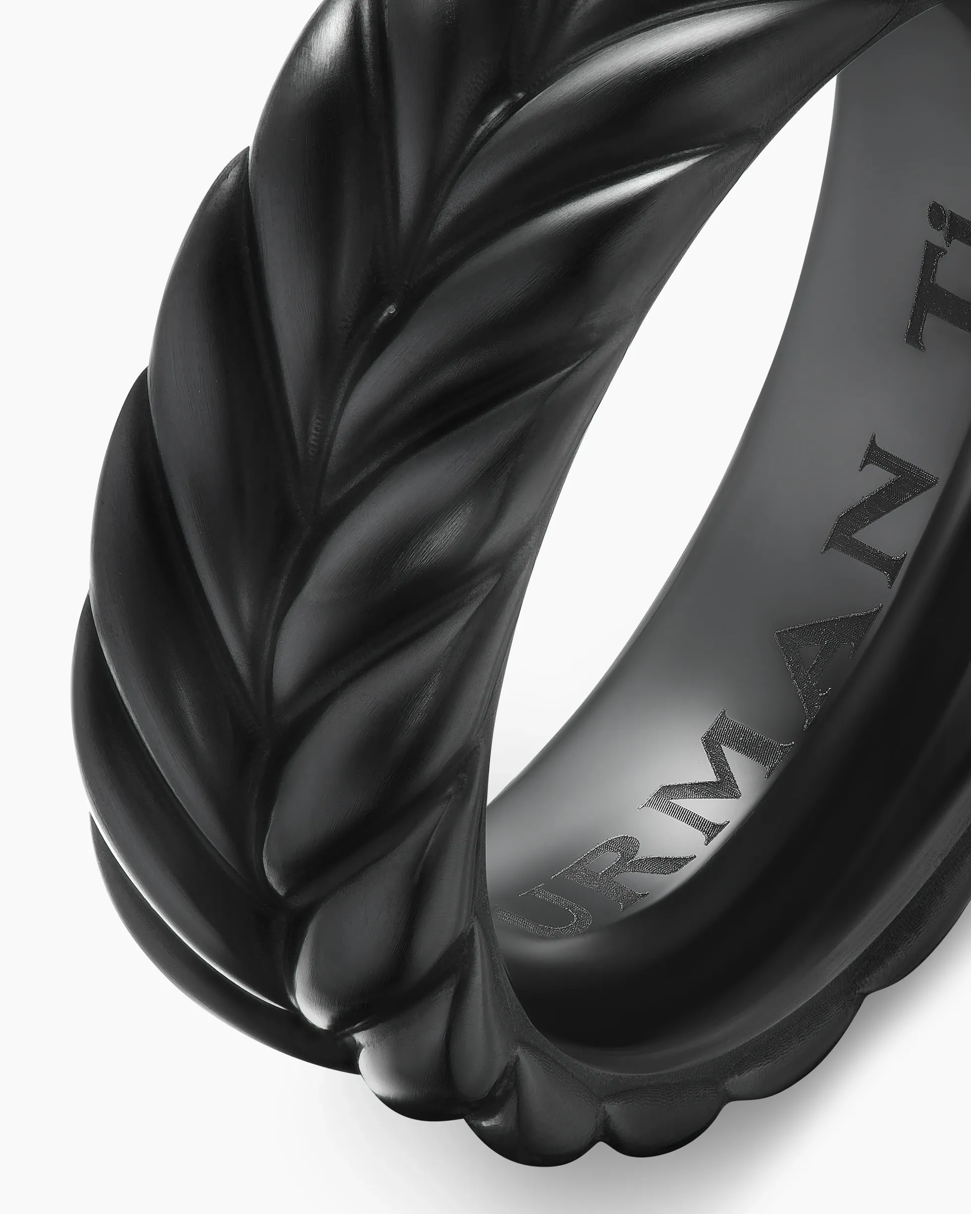 Chevron Band Ring Black Titanium, 9mm