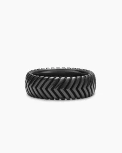Chevron Band Ring Black Titanium, 8mm