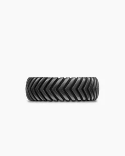 Chevron Band Ring Black Titanium, 8mm