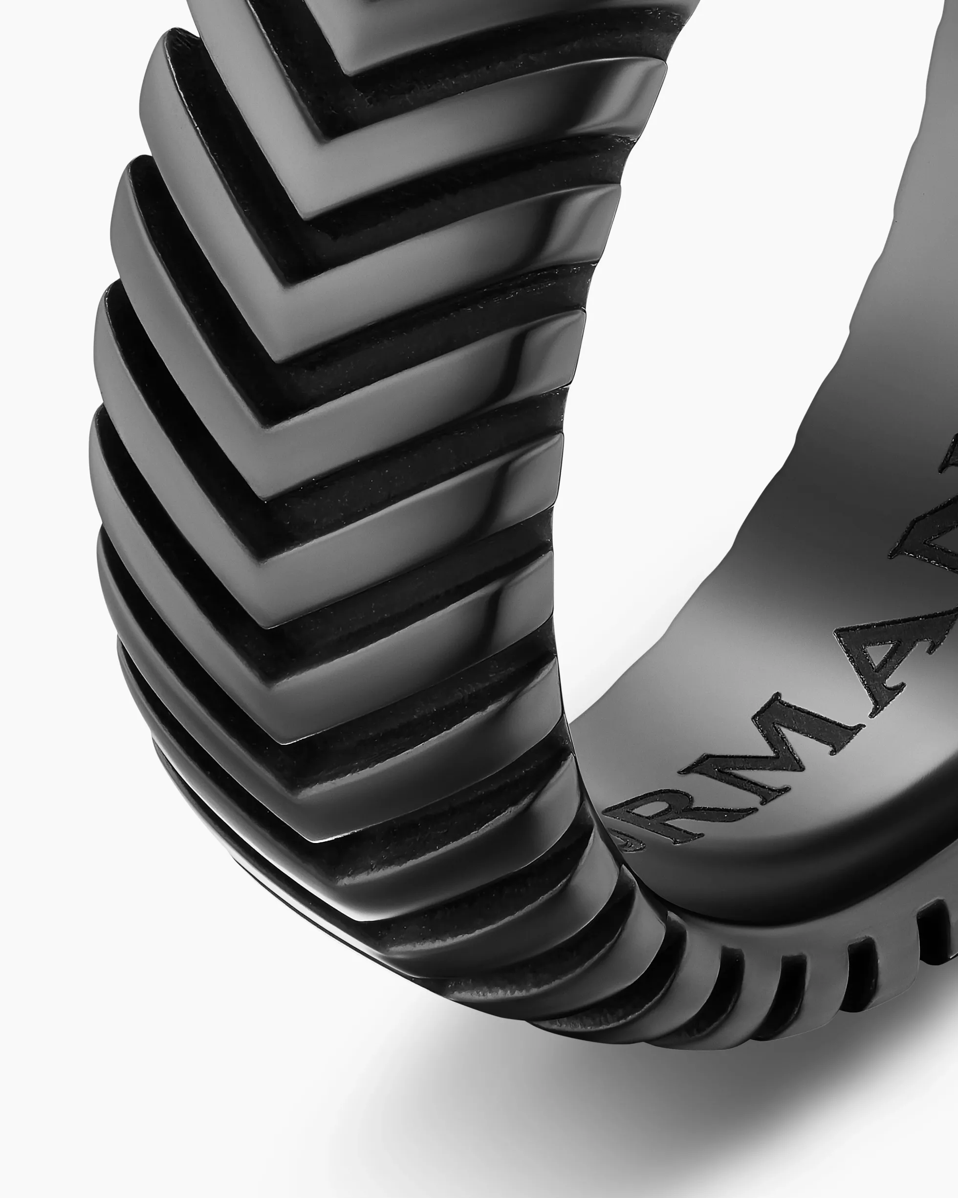 Chevron Band Ring Black Titanium, 8mm
