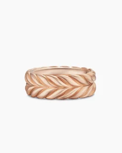 Chevron Band Ring 18K Rose Gold, 9mm