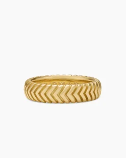 Chevron Band Ring 18K Yellow Gold, 6mm