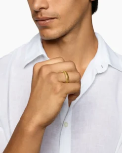 Chevron Band Ring 18K Yellow Gold, 6mm