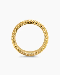 Chevron Band Ring 18K Yellow Gold, 6mm