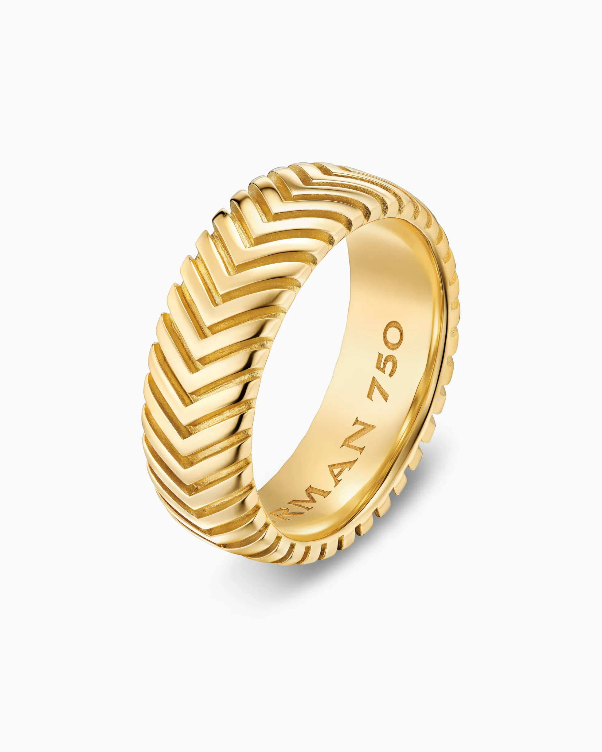 Chevron Band Ring 18K Yellow Gold, 8mm
