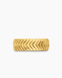 Chevron Band Ring 18K Yellow Gold, 8mm