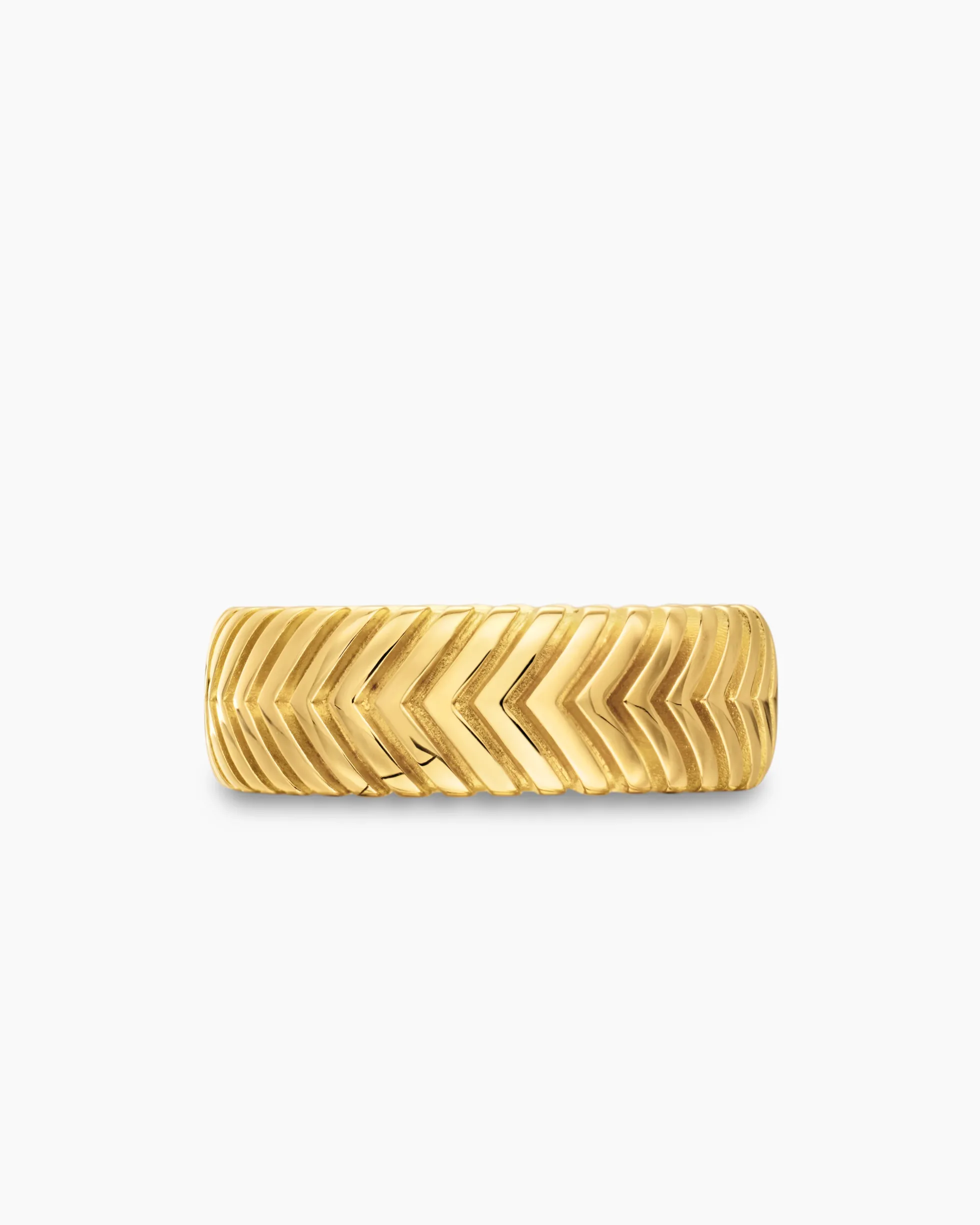 Chevron Band Ring 18K Yellow Gold, 8mm