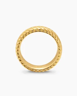 Chevron Band Ring 18K Yellow Gold, 8mm