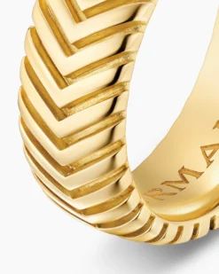 Chevron Band Ring 18K Yellow Gold, 8mm