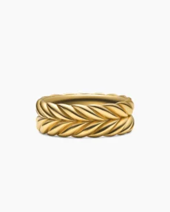 Chevron Band Ring 18K Yellow Gold, 9mm