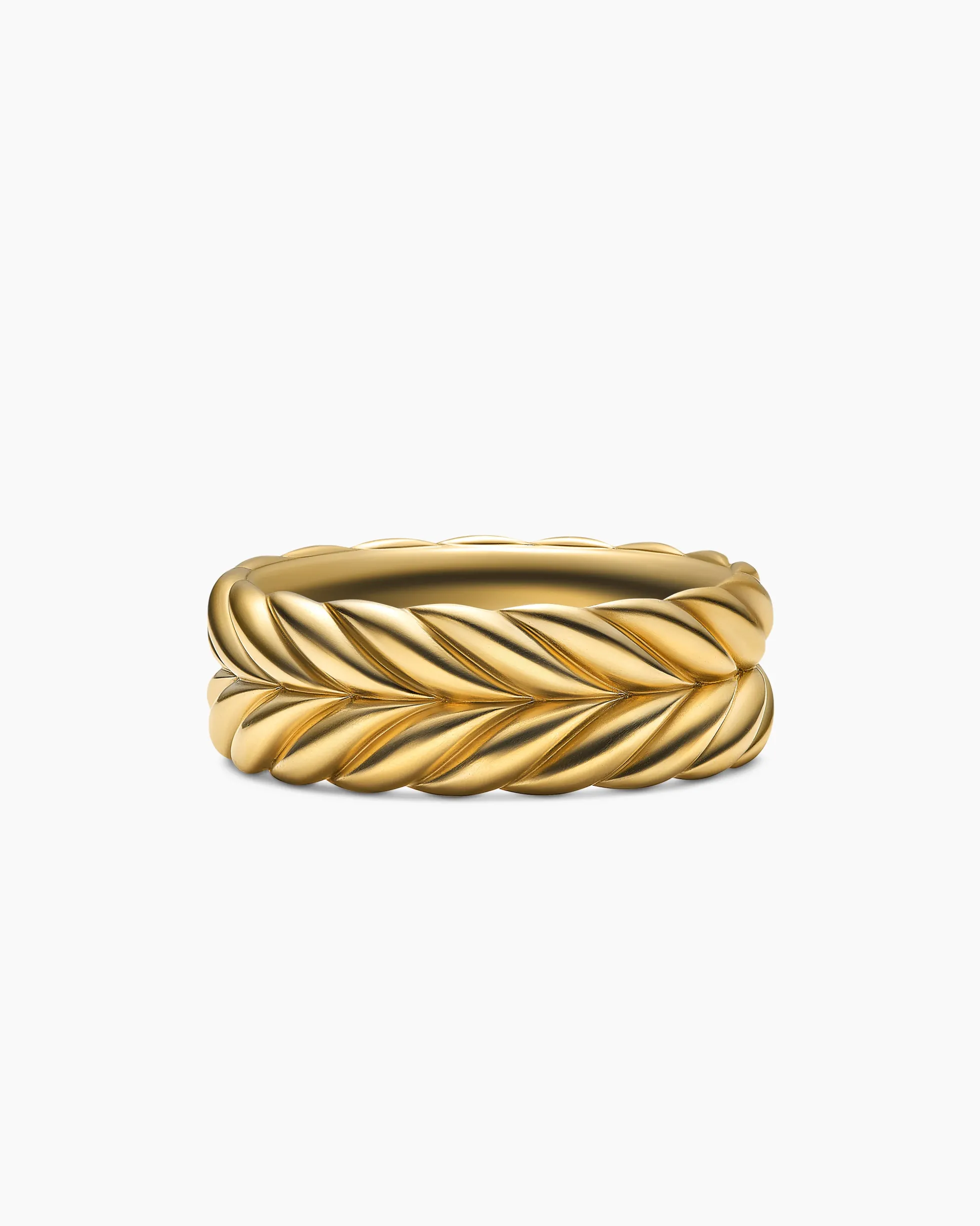Chevron Band Ring 18K Yellow Gold, 9mm