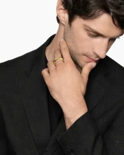 Chevron Band Ring 18K Yellow Gold, 9mm