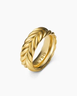 Chevron Band Ring 18K Yellow Gold, 9mm