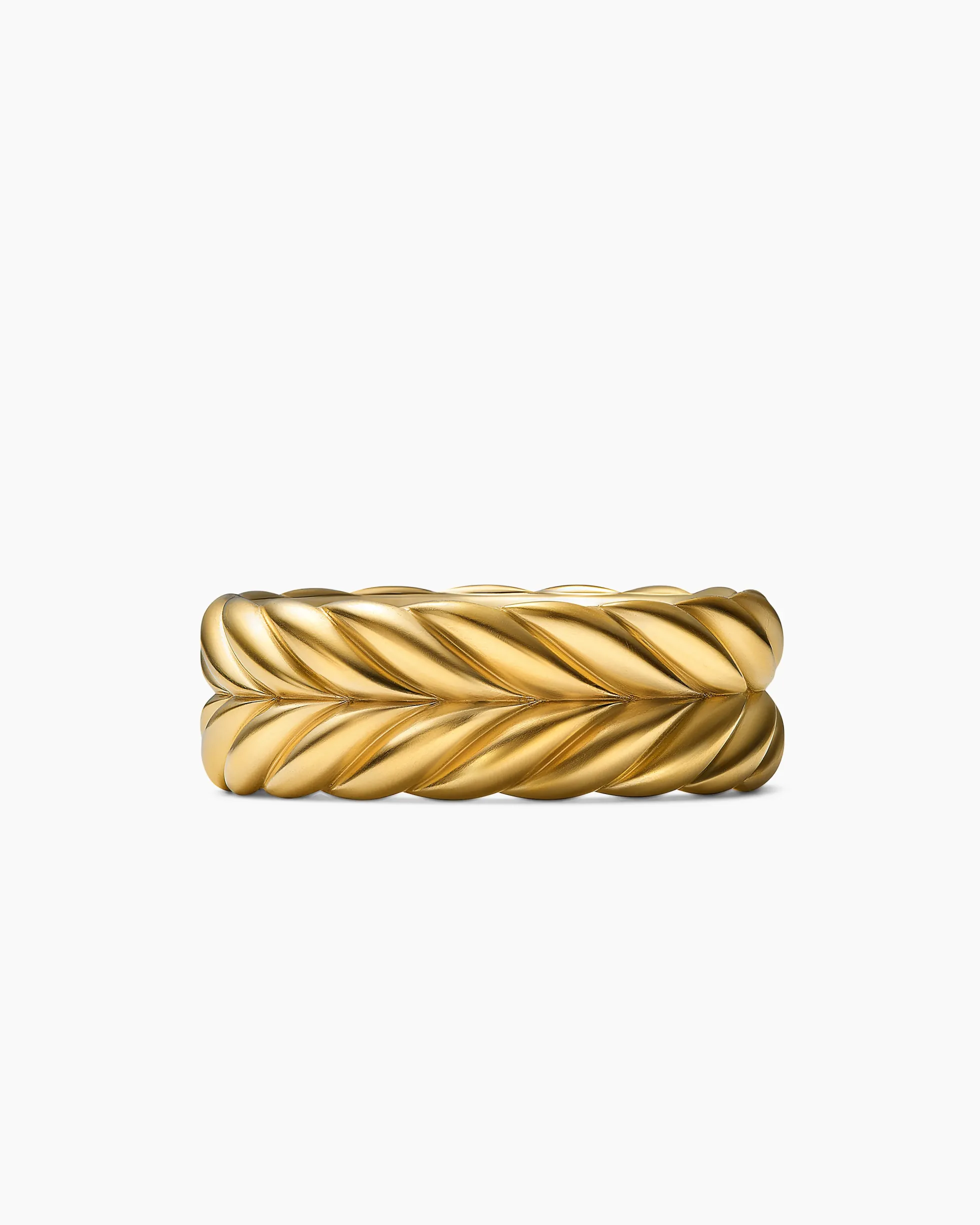 Chevron Band Ring 18K Yellow Gold, 9mm