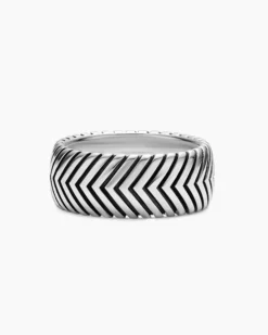 Chevron Band Ring Sterling Silver, 10mm