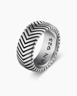 Chevron Band Ring Sterling Silver, 10mm