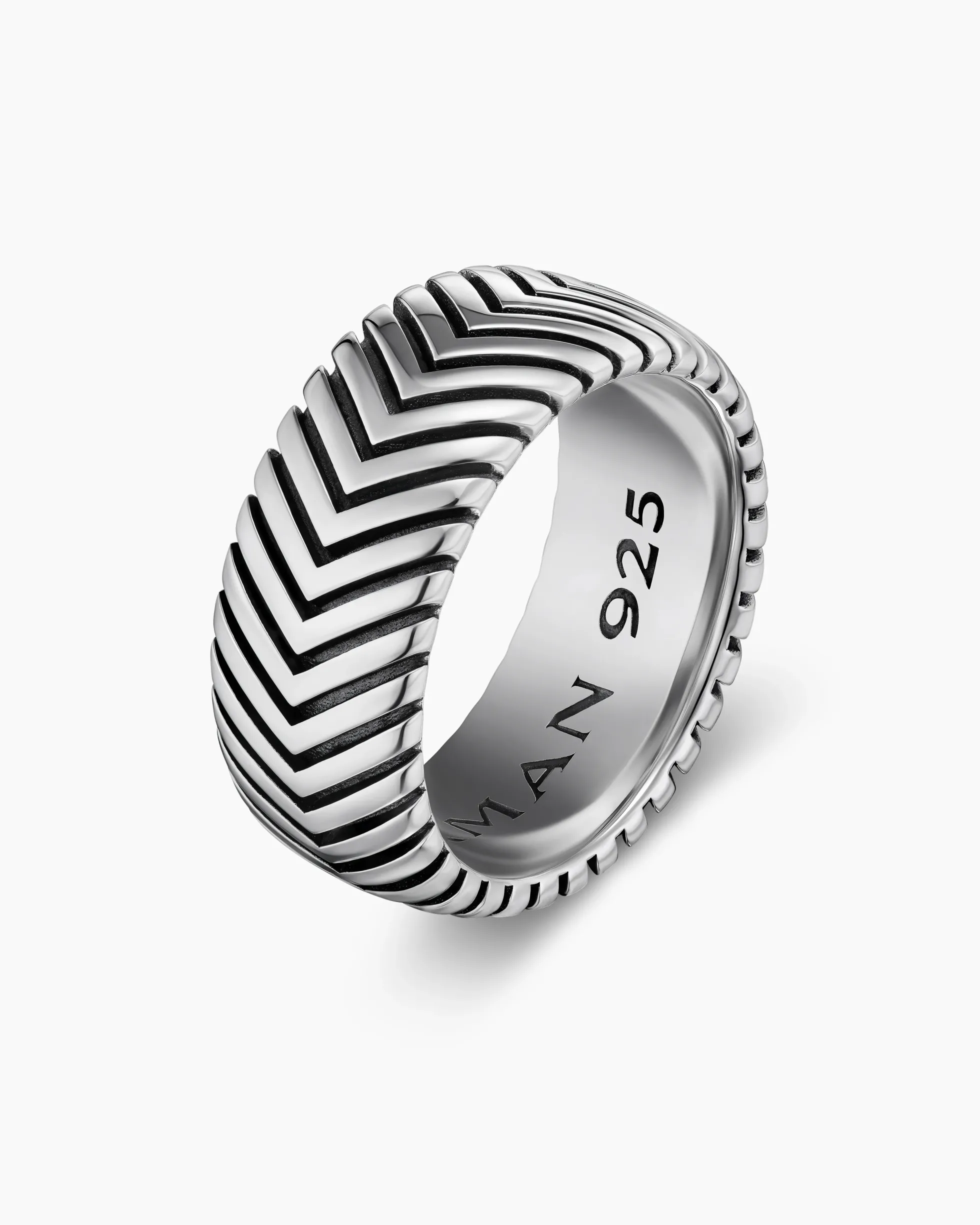 Chevron Band Ring Sterling Silver, 10mm