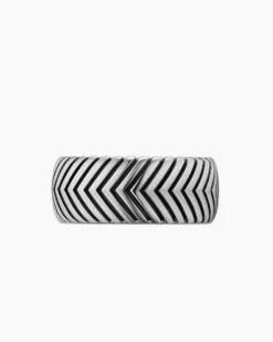 Chevron Band Ring Sterling Silver, 10mm