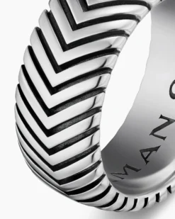 Chevron Band Ring Sterling Silver, 10mm
