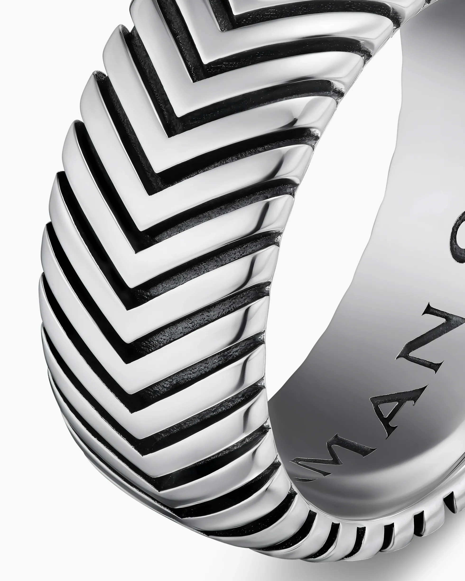 Chevron Band Ring Sterling Silver, 10mm