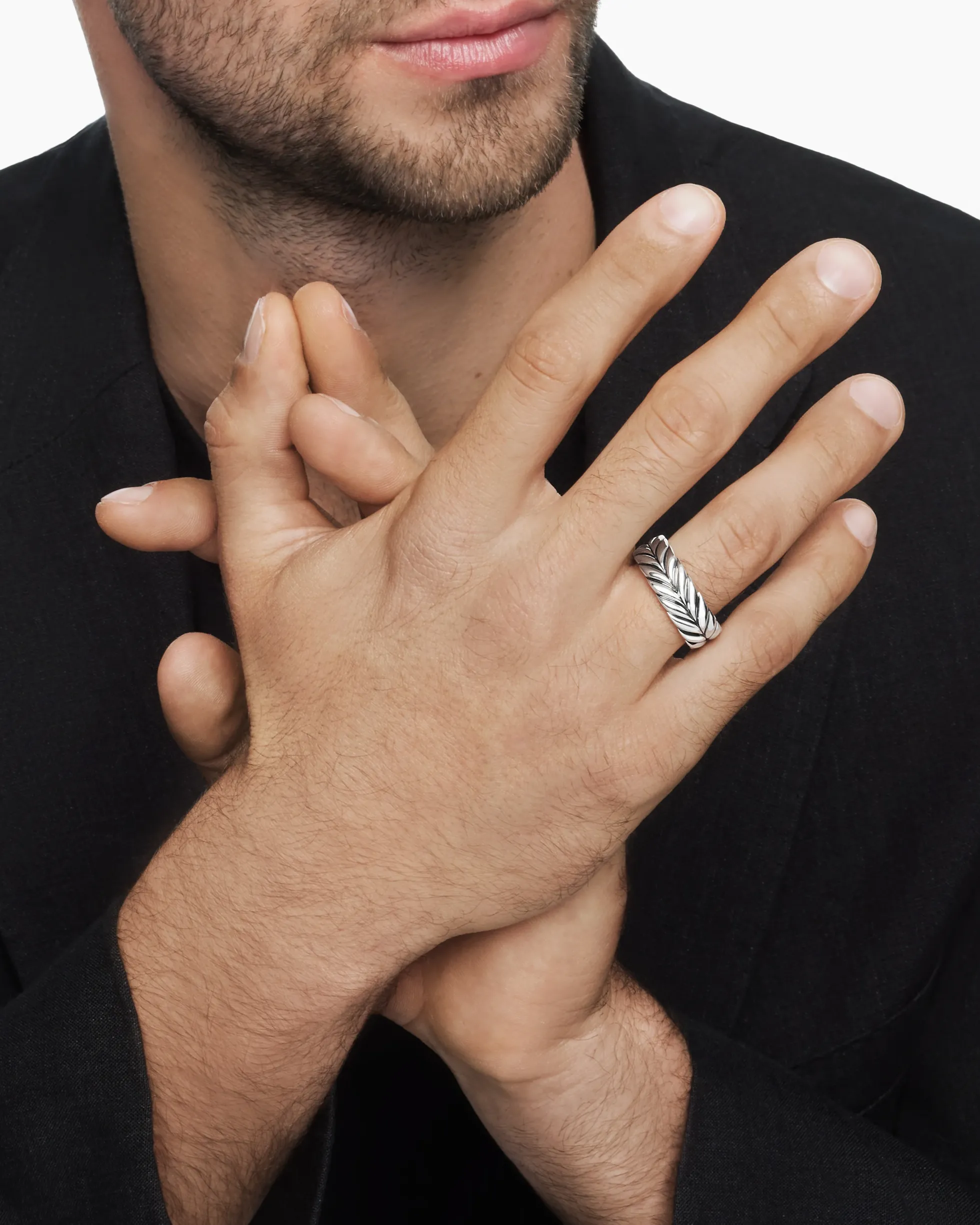 Chevron Band Ring Sterling Silver, 9mm