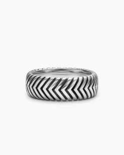 Chevron Band Ring Sterling Silver, 8mm