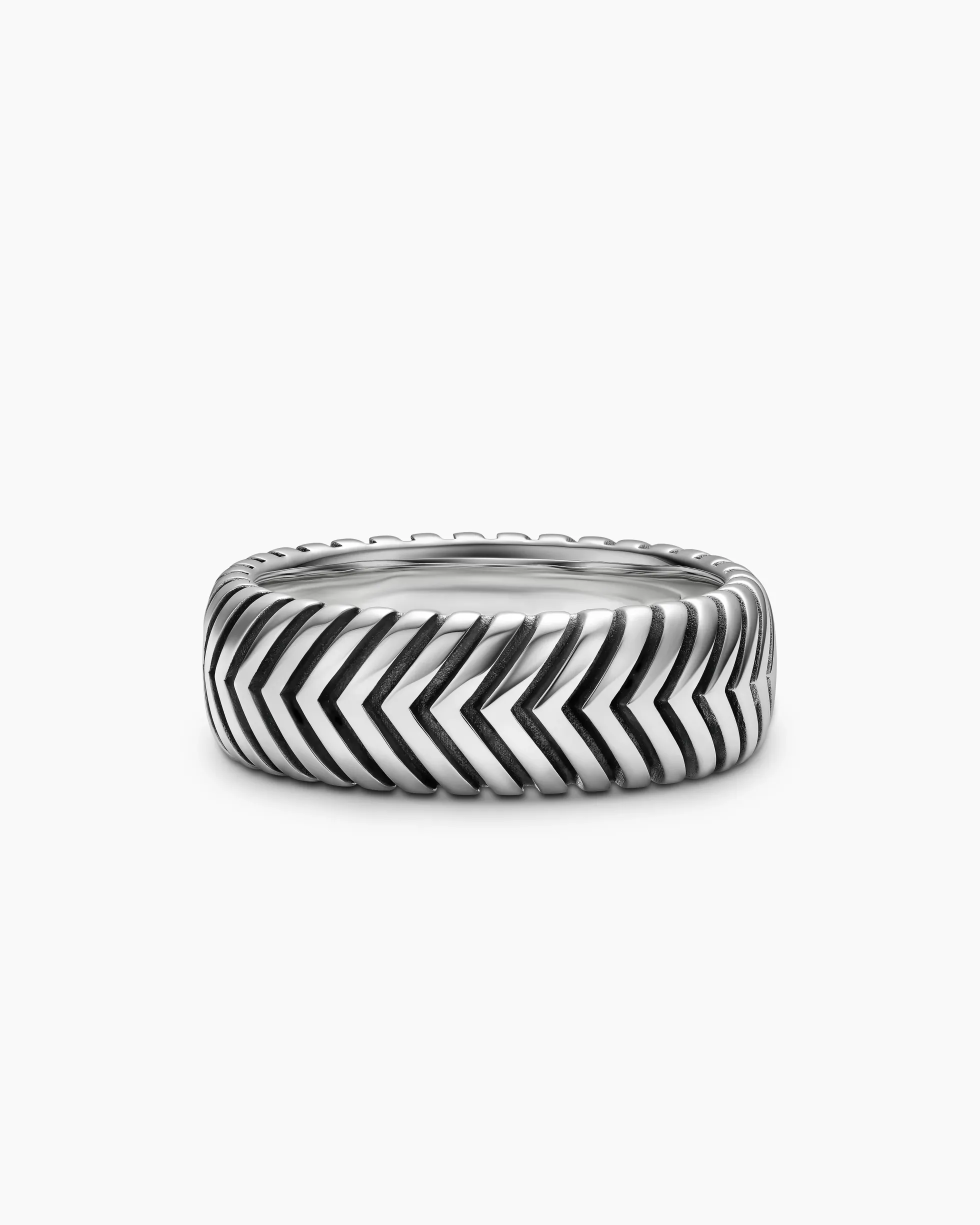 Chevron Band Ring Sterling Silver, 8mm