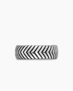 Chevron Band Ring Sterling Silver, 8mm