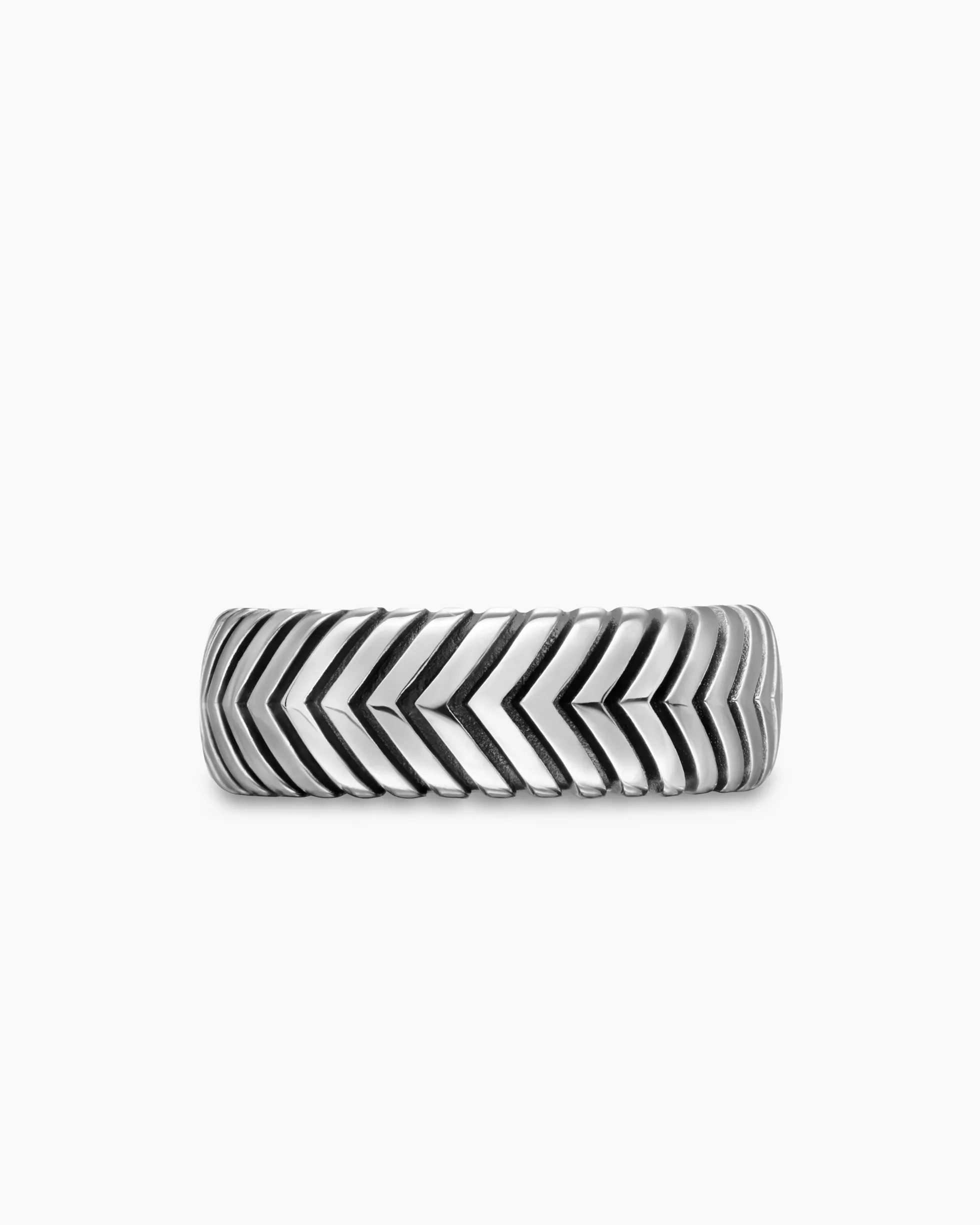 Chevron Band Ring Sterling Silver, 8mm