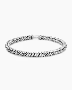 Chevron Bead Bracelet Sterling Silver, 6mm