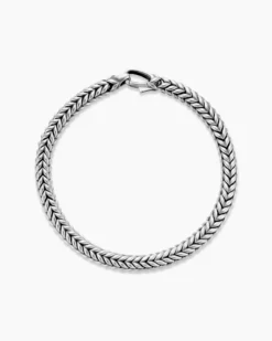 Chevron Bead Bracelet Sterling Silver, 6mm