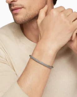 Chevron Bead Bracelet Sterling Silver, 6mm