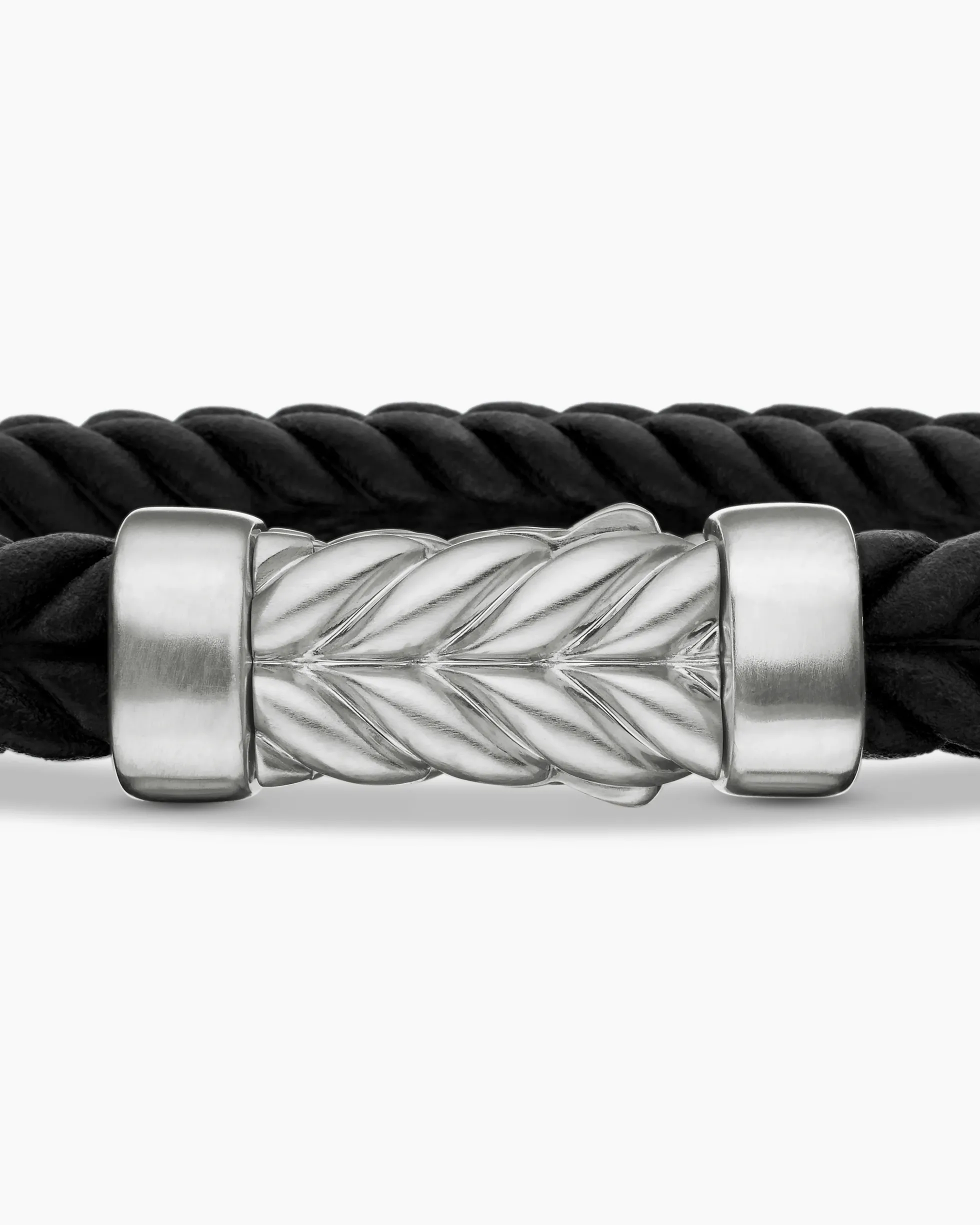 Chevron Bracelet Black Rubber with Sterling Silver, 6mm
