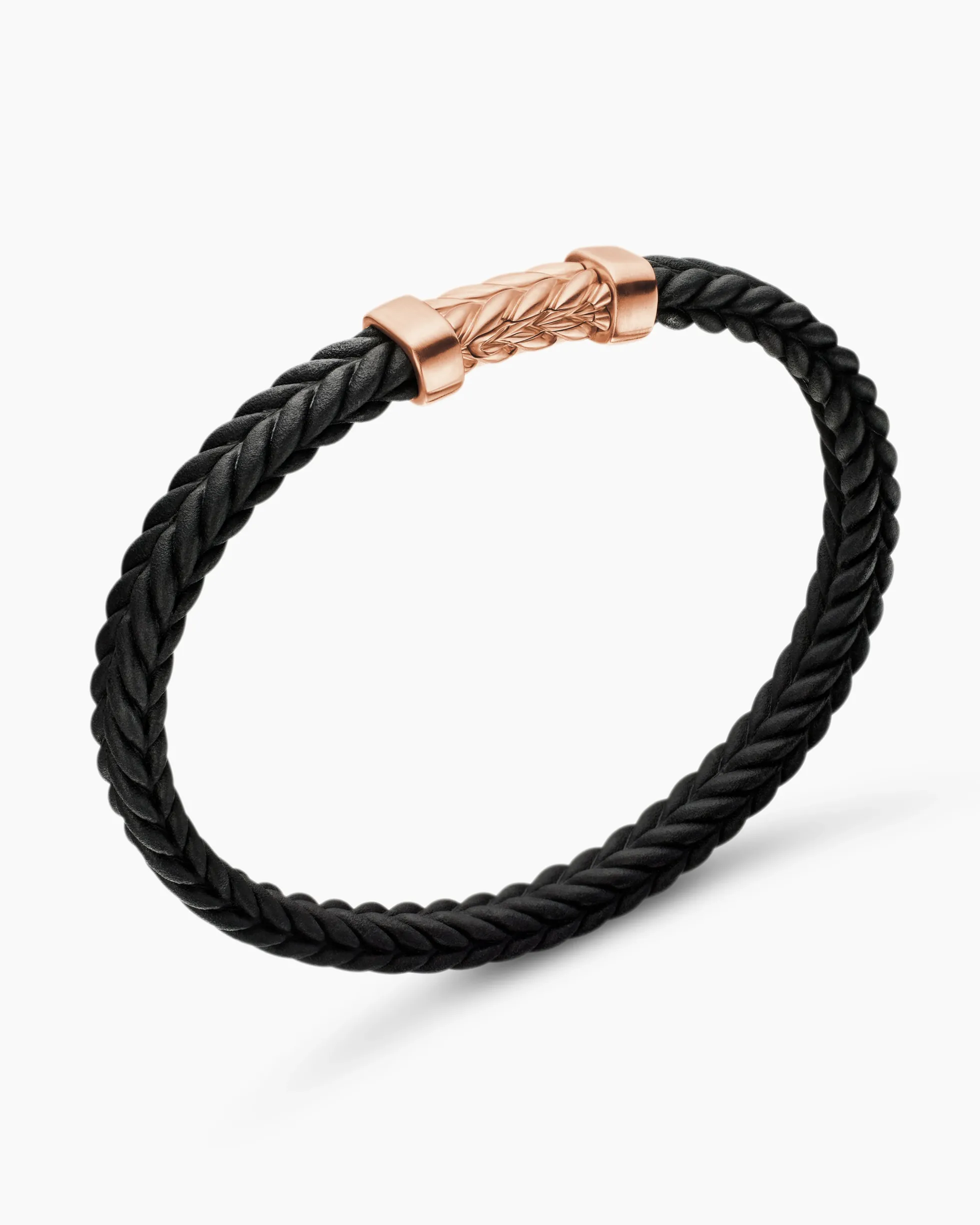 Chevron Bracelet Black Rubber with 18K Rose Gold, 6mm