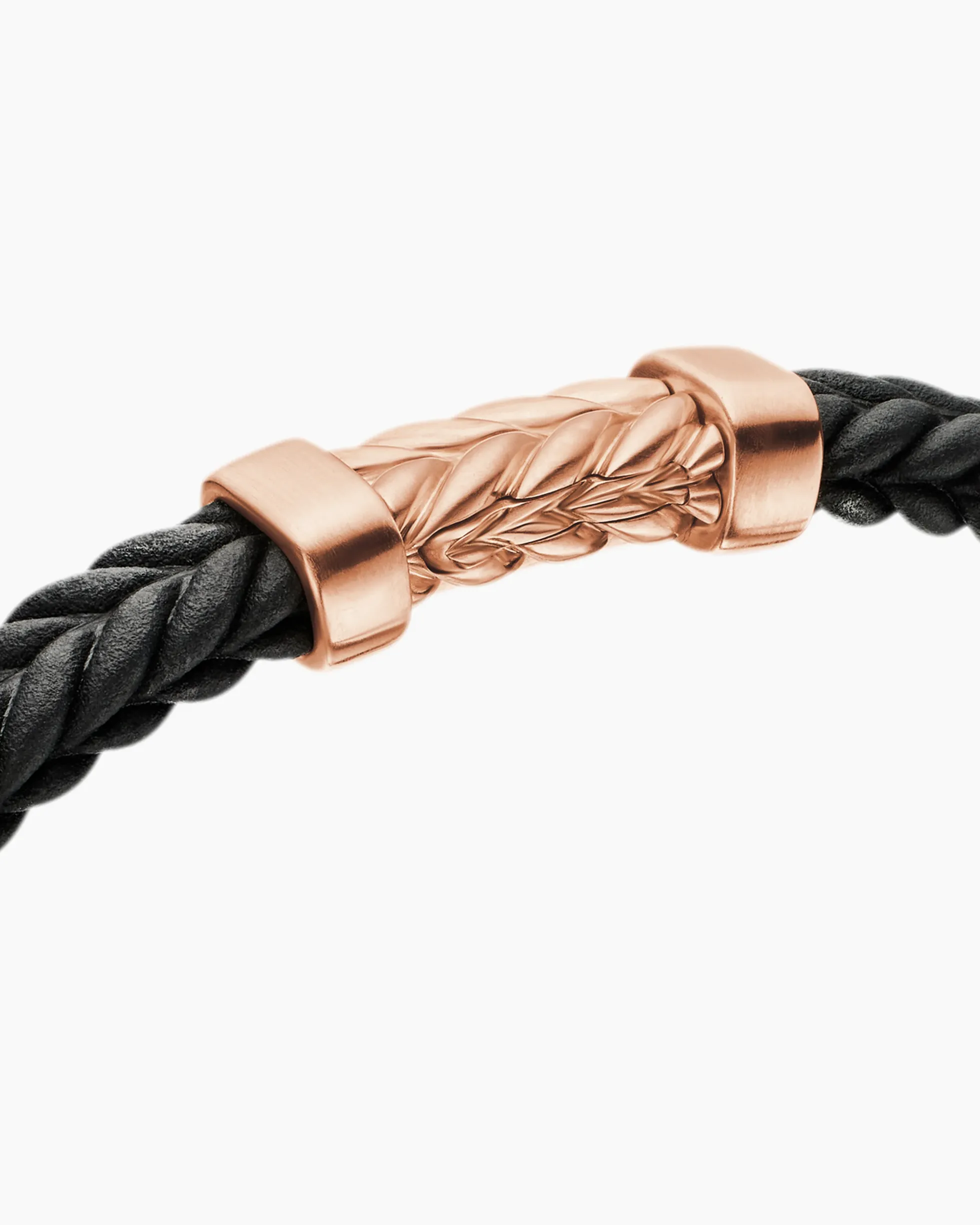 Chevron Bracelet Black Rubber with 18K Rose Gold, 6mm
