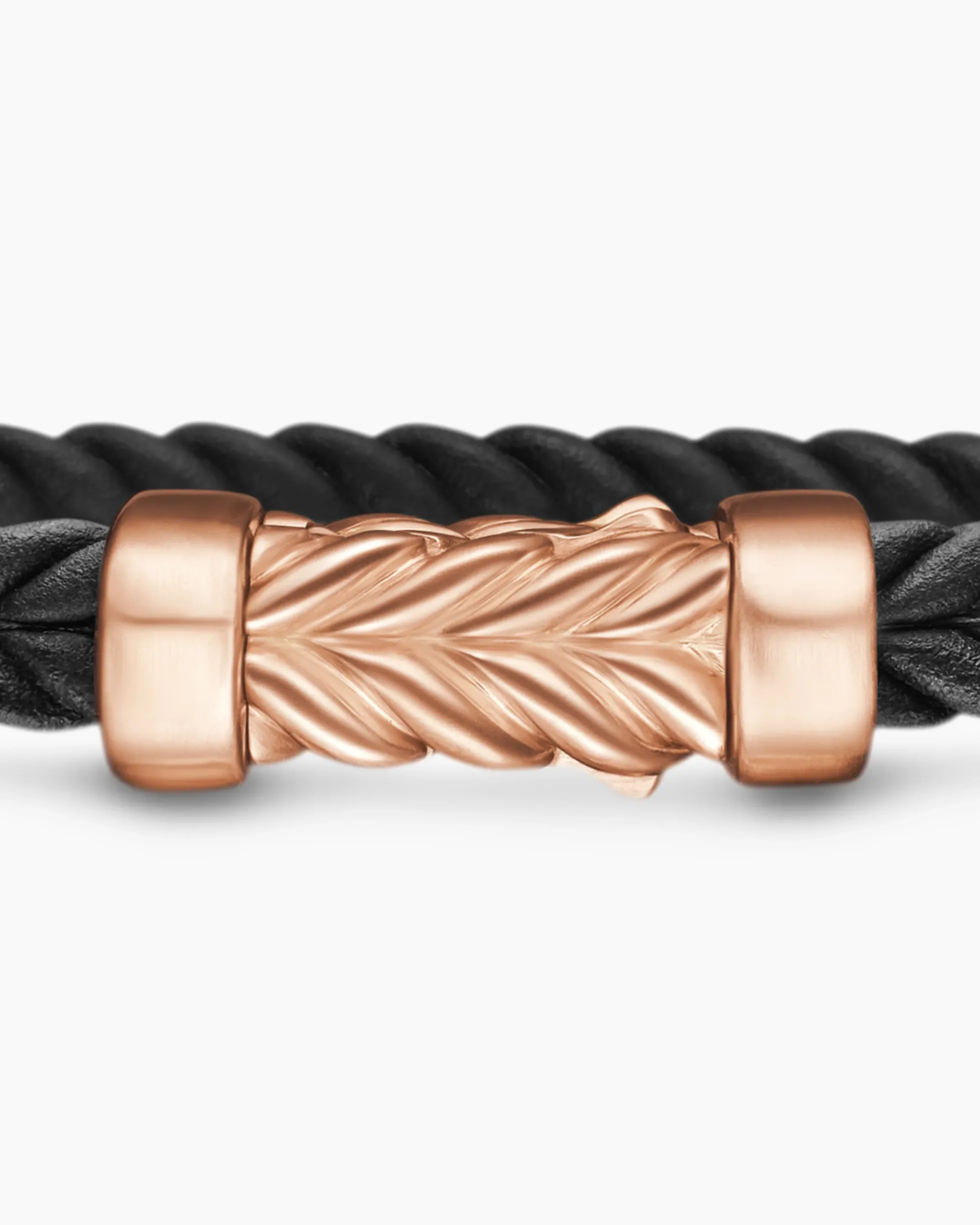 Chevron Bracelet Black Rubber with 18K Rose Gold, 6mm