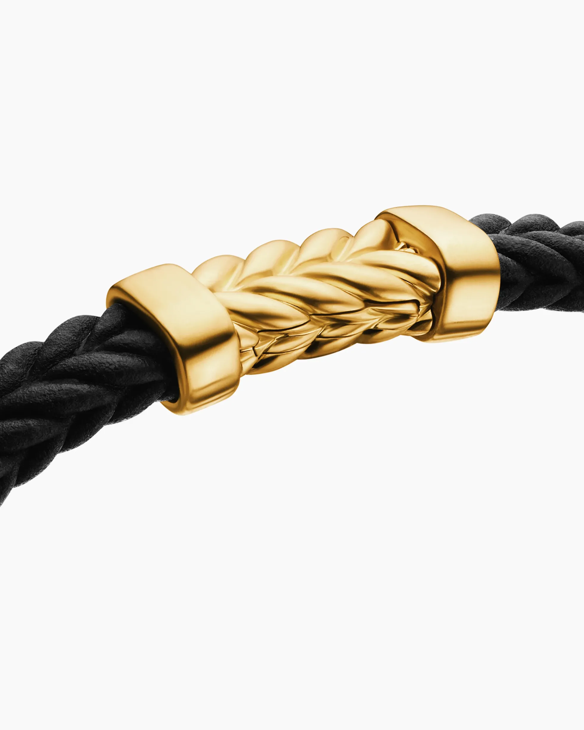 Chevron Bracelet Black Rubber with 18K Yellow Gold, 6mm