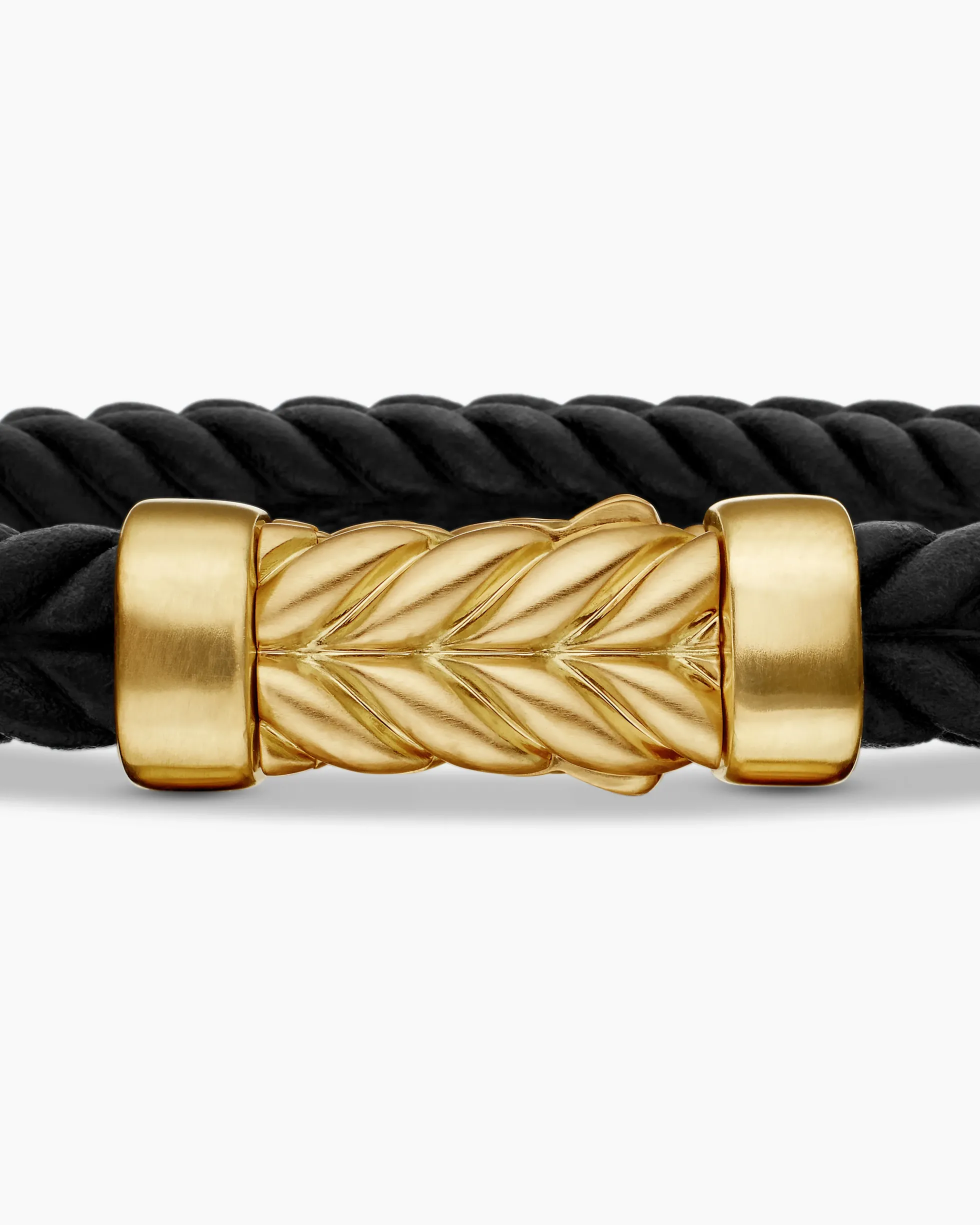 Chevron Bracelet Black Rubber with 18K Yellow Gold, 6mm