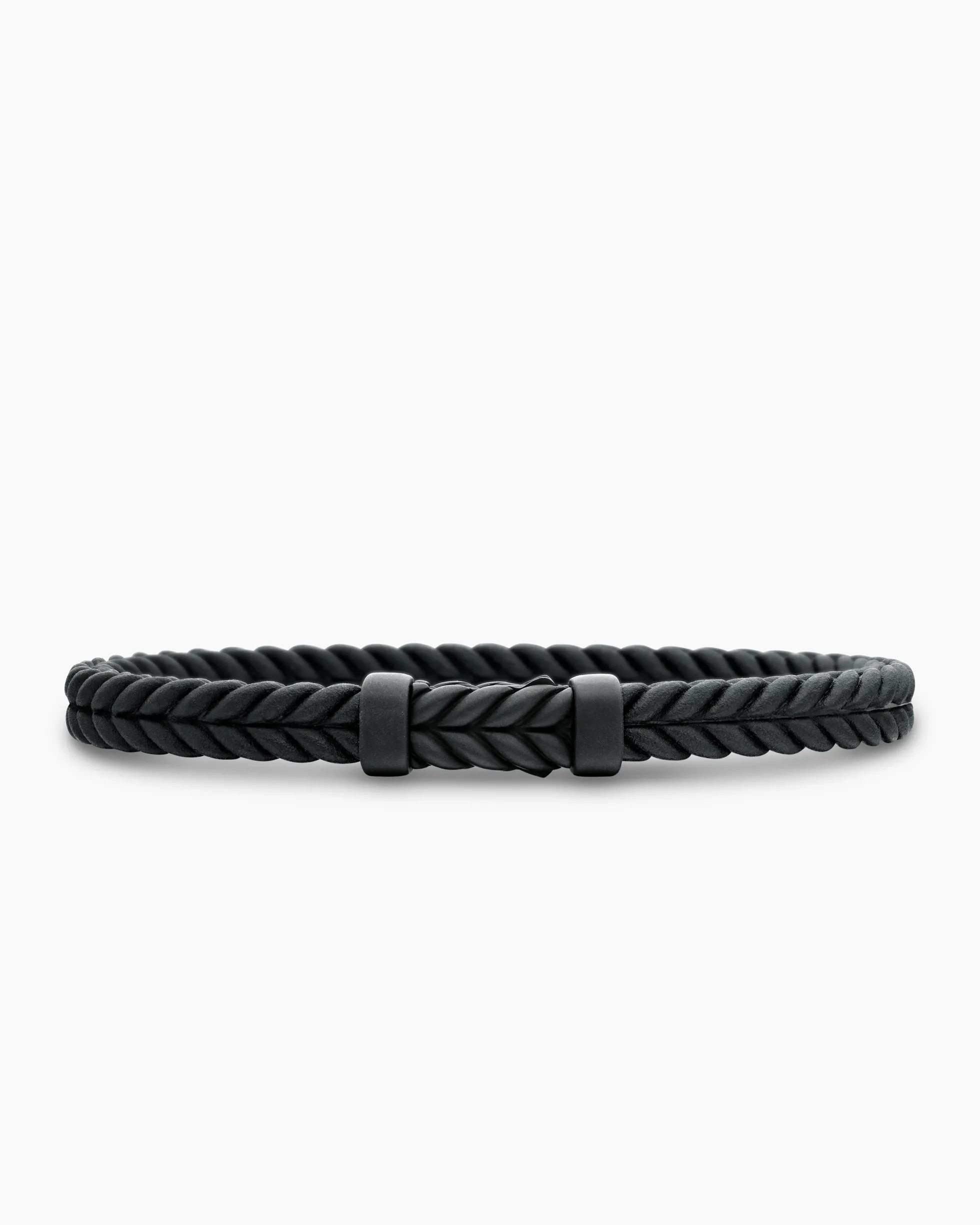 Chevron Bracelet Black Rubber with Black Titanium, 6mm